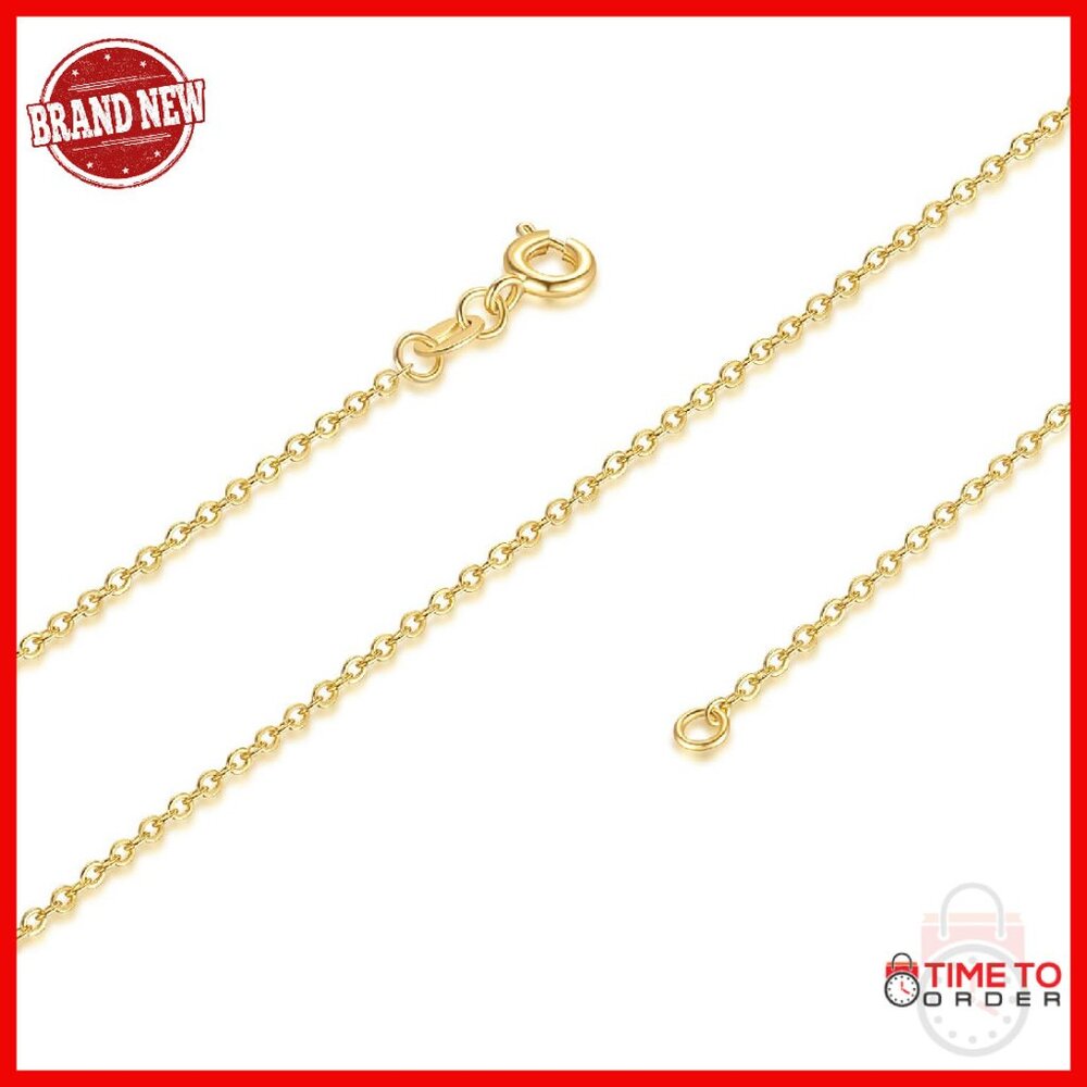14k Gold Plated Dainty Cable Chain Necklace 16-24in Thin